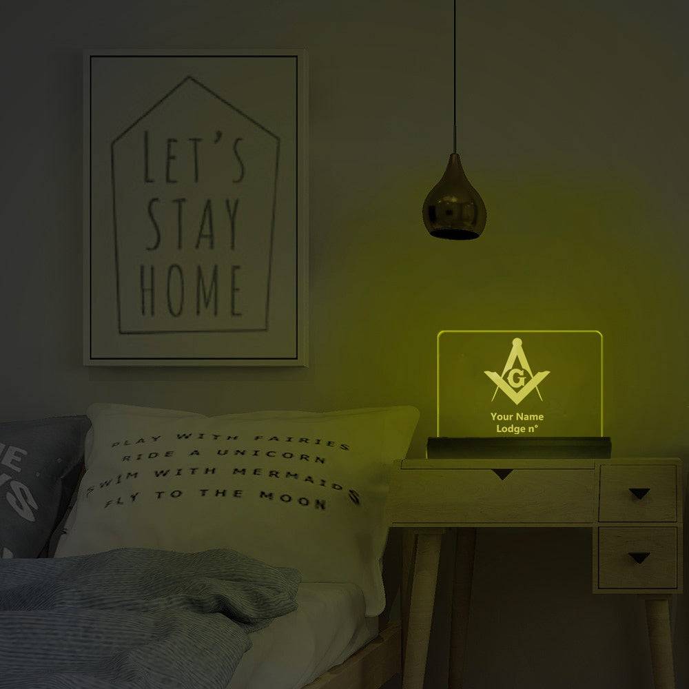 Master Mason Blue Lodge LED Sign - 3D Glowing light - Bricks Masons