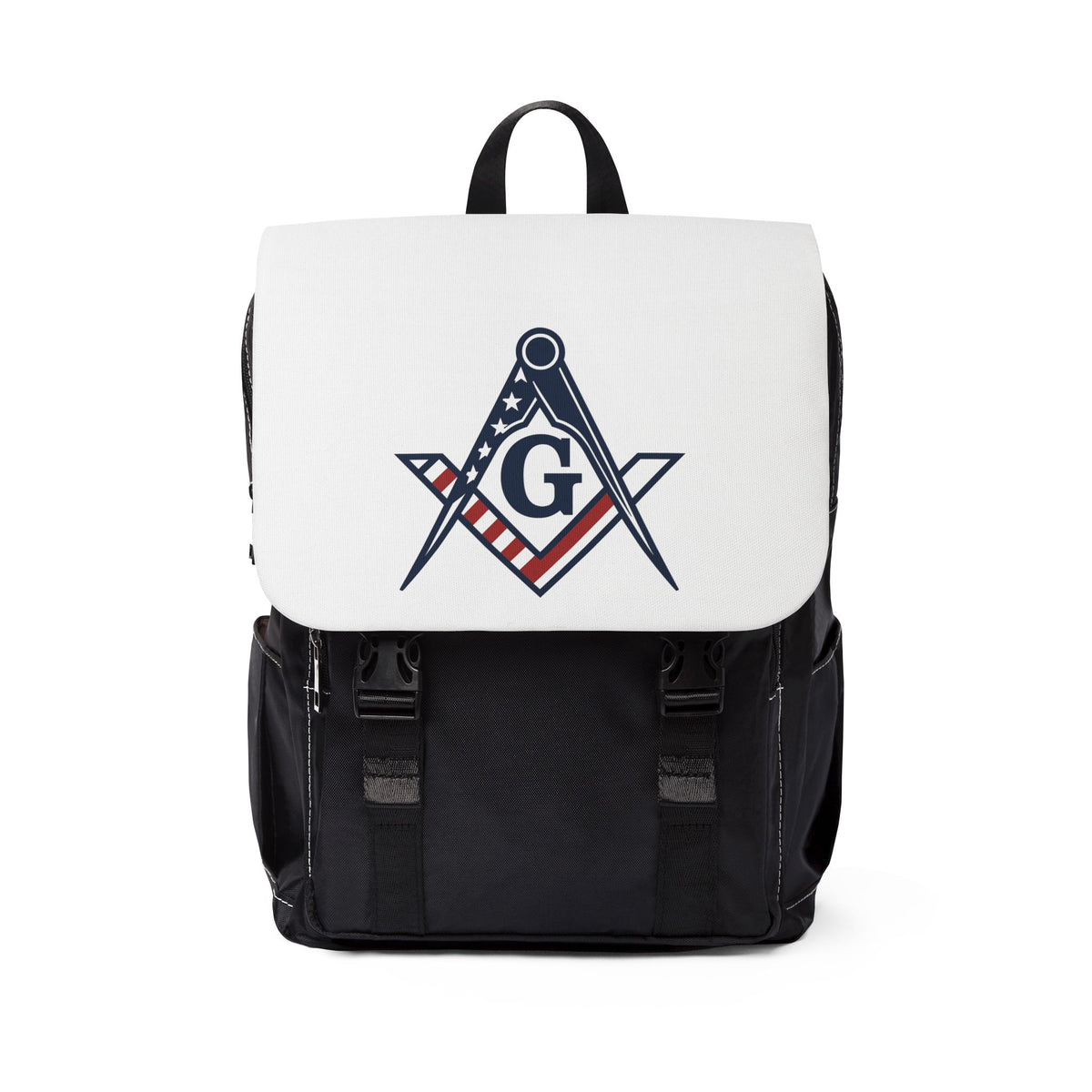Master Mason Blue Lodge Backpack - US Flag Square & Compass G - Bricks Masons