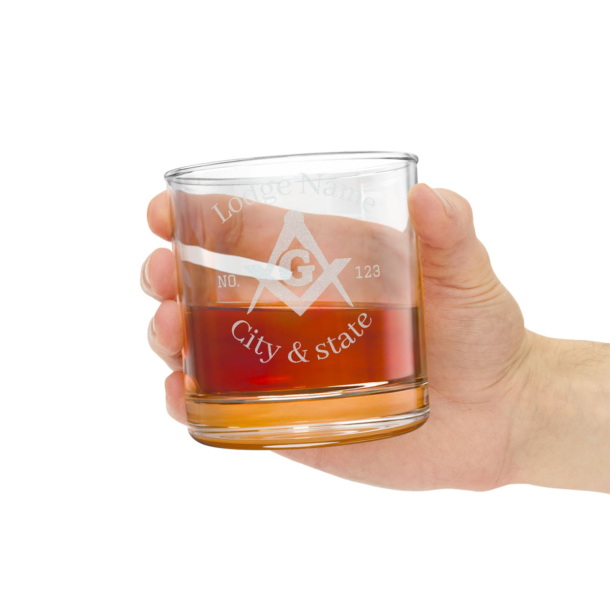 Master Mason Blue Lodge Whiskyglas - Winkelmaß & Zirkel G mit Personalisierung