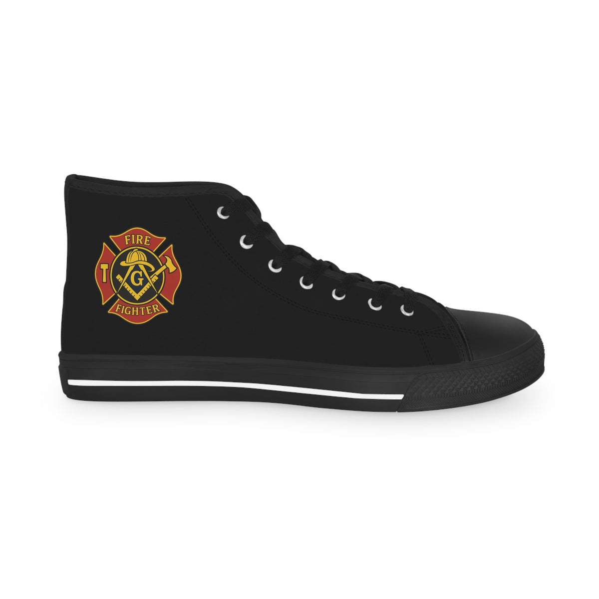 Master Mason Blue Lodge Sneaker - High Top Black & White Sole Firefighter Mason - Bricks Masons