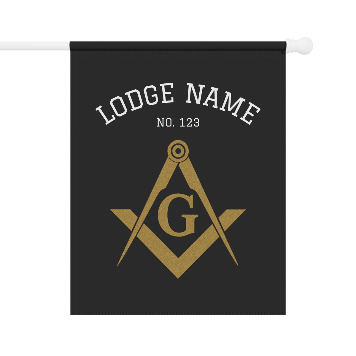 Master Mason Blue Lodge Yard Flag - Gold Square & Compass G with Customization - Bricks Masons