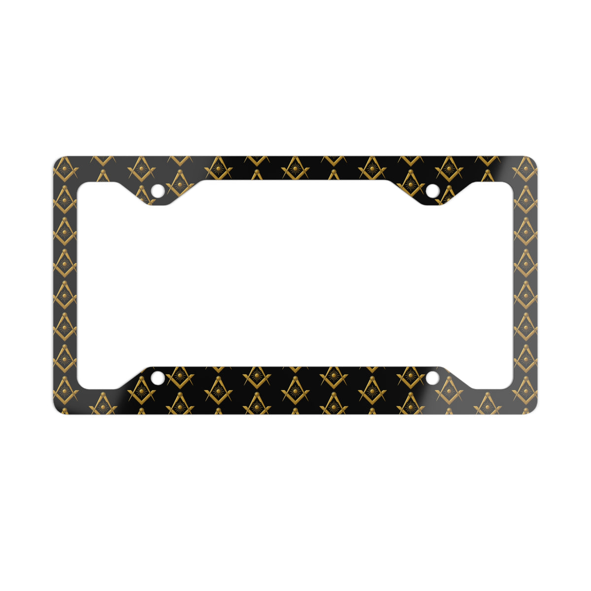 Master Mason Blue Lodge License Plate Frame - All over S&C with Sun Design Glossy Finish - Bricks Masons