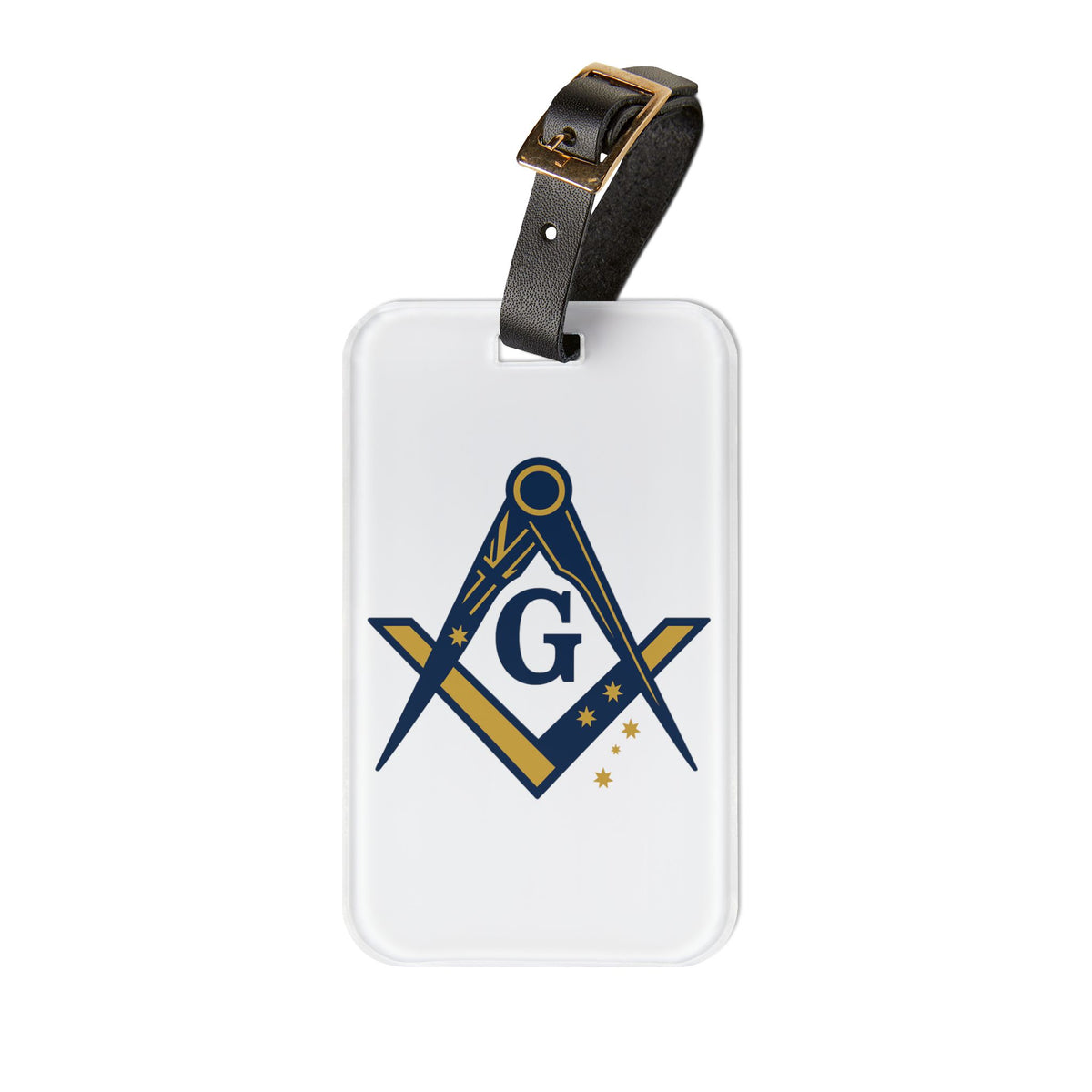 Master Mason Blue Lodge Australia Jurisdiction Luggage Tag - S&C G Black Leather Strap - Bricks Masons