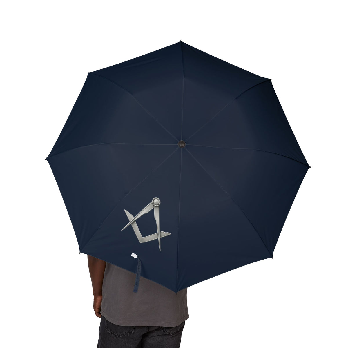 Master Mason Blue Lodge Umbrella - Silver Square & Compass Emblem - Bricks Masons