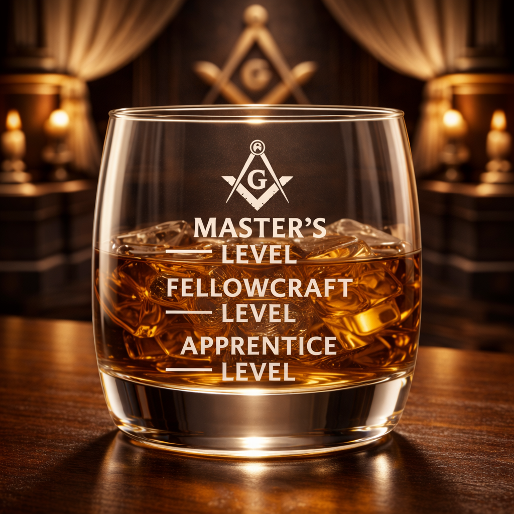 Master Mason Blue Lodge Whiskey Glass - Lehrlings-, Gesellen- und Meistergrade S&C G