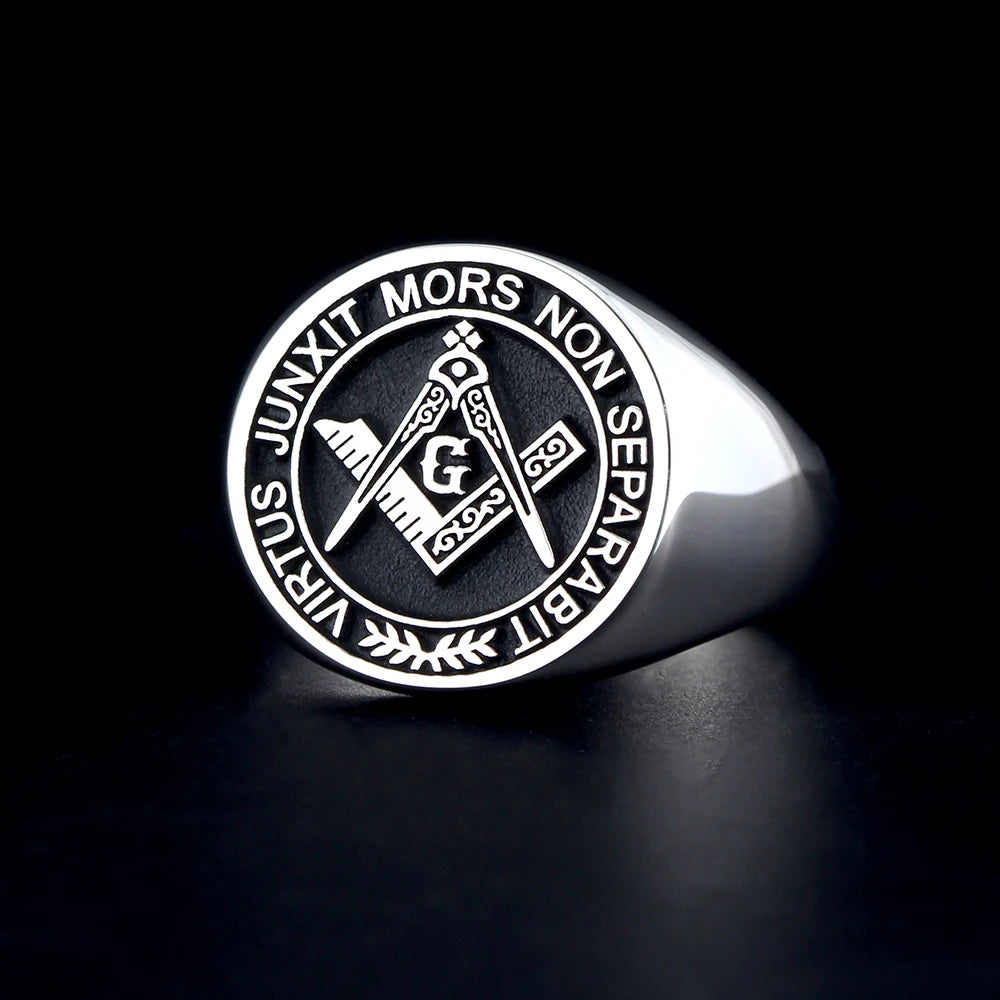 Master Mason Blue Lodge Ring – S&C G Virtus Junxit Mors Non Separabit Sterling