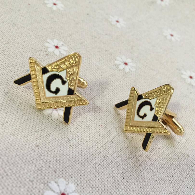 Apprentice Blue Lodge Cufflink - A Classic Gold Black - Bricks Masons