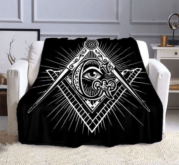 Master Mason Blue Lodge Blanket - Square and Compass G Flannel - Bricks Masons