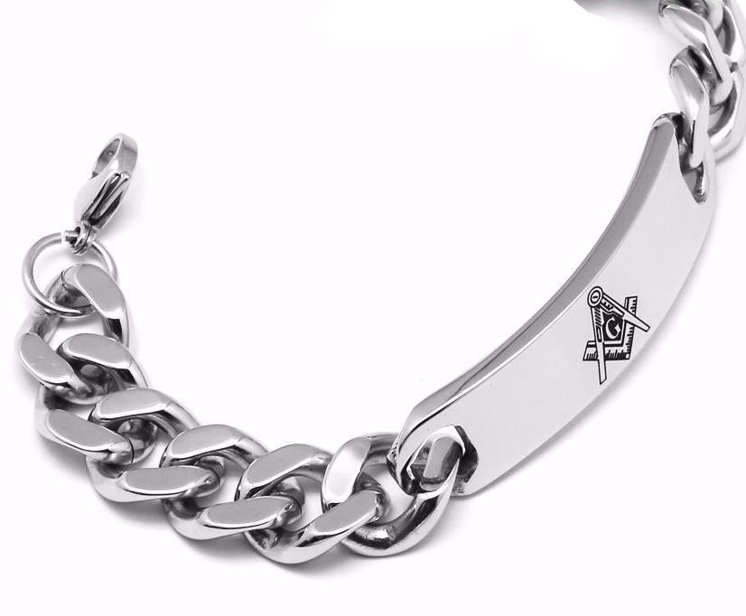 Master Mason Blue Lodge Bracelet - Silver Stainless Steel - Bricks Masons