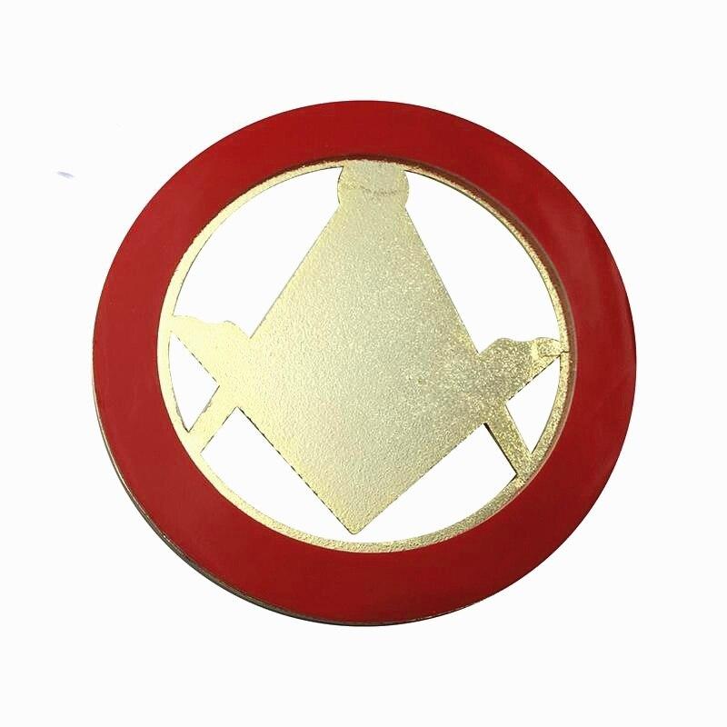 Master Mason Blue Lodge Car Emblem - Golden Blue Compass and Square G Medallion - Bricks Masons