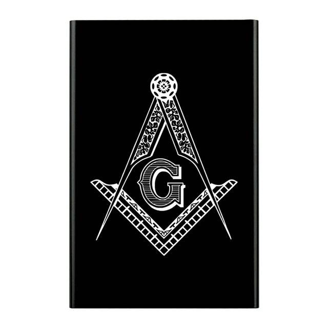 Master Mason Blue Lodge Cigarette Case - Square and Compass G Automatic Sliding Metal - Bricks Masons