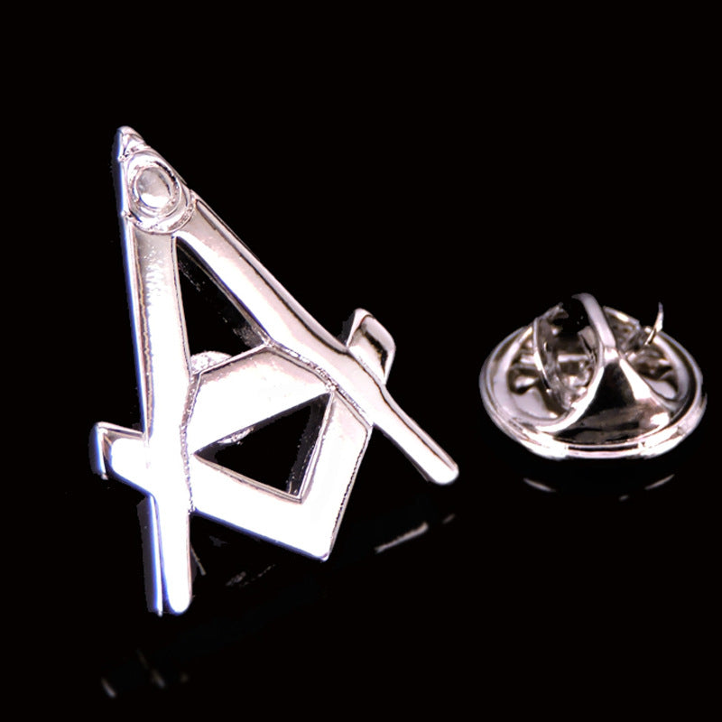 Master Mason Blue Lodge Lapel Pin - Silver Square & Compass - Bricks Masons