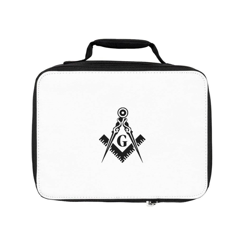 Master Mason Blue Lodge Lunch Bag - White with Square & Compass G - Bricks Masons
