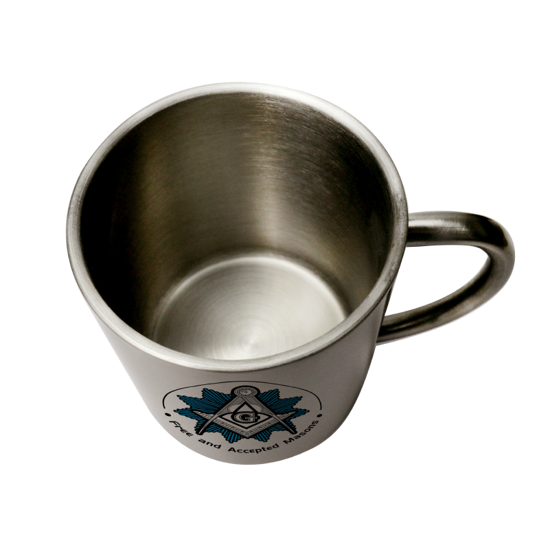 Master Mason Blue Lodge Mug - Stainless Steel Free And Accepted Masons Square & Compass G - Bricks Masons