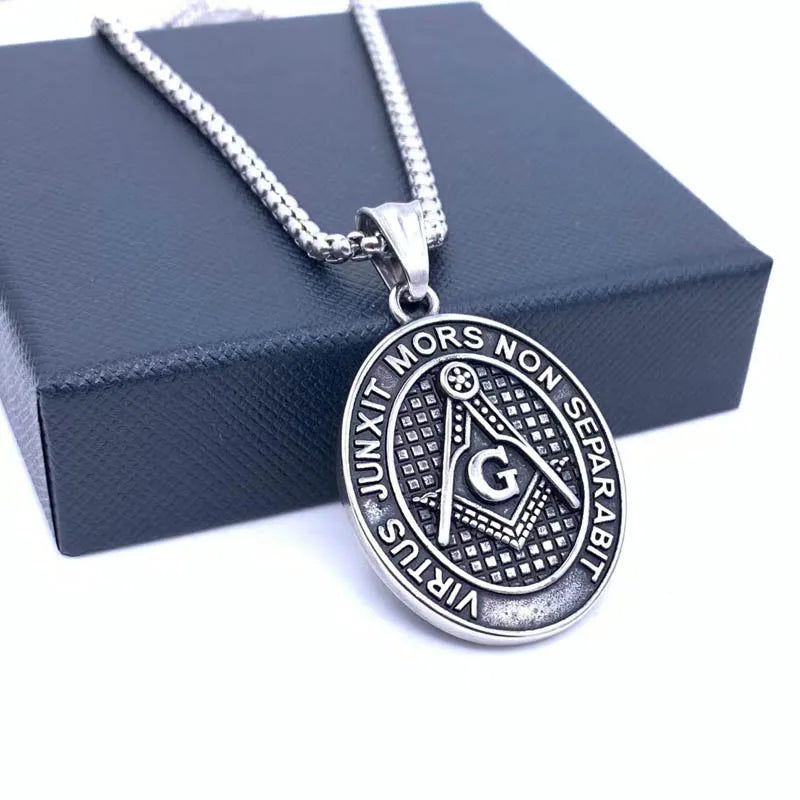 Master Mason Blue Lodge Pendant - Stainless Steel - Bricks Masons