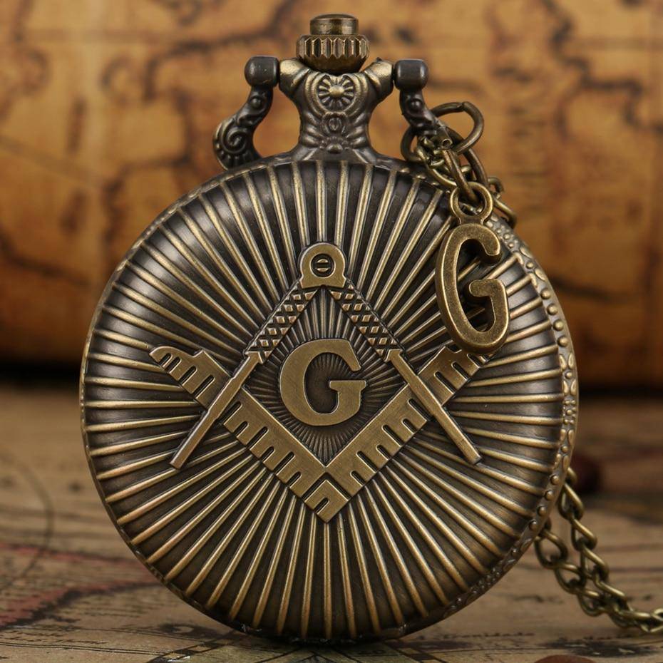Master Mason Blue Lodge Pocket Watch - Compass and Square - Bricks Masons