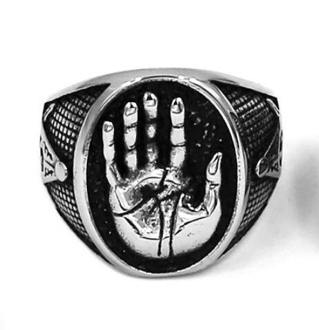 Master Mason Blue Lodge Ring - Hand Palm Stainless Steel - Bricks Masons