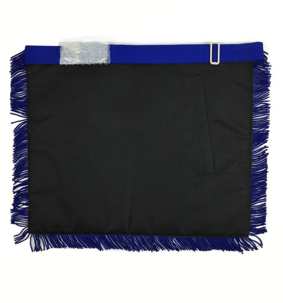 Past Master Blue Lodge Apron - Royal Blue with Blue Hand Embroidery & Fringe - Bricks Masons