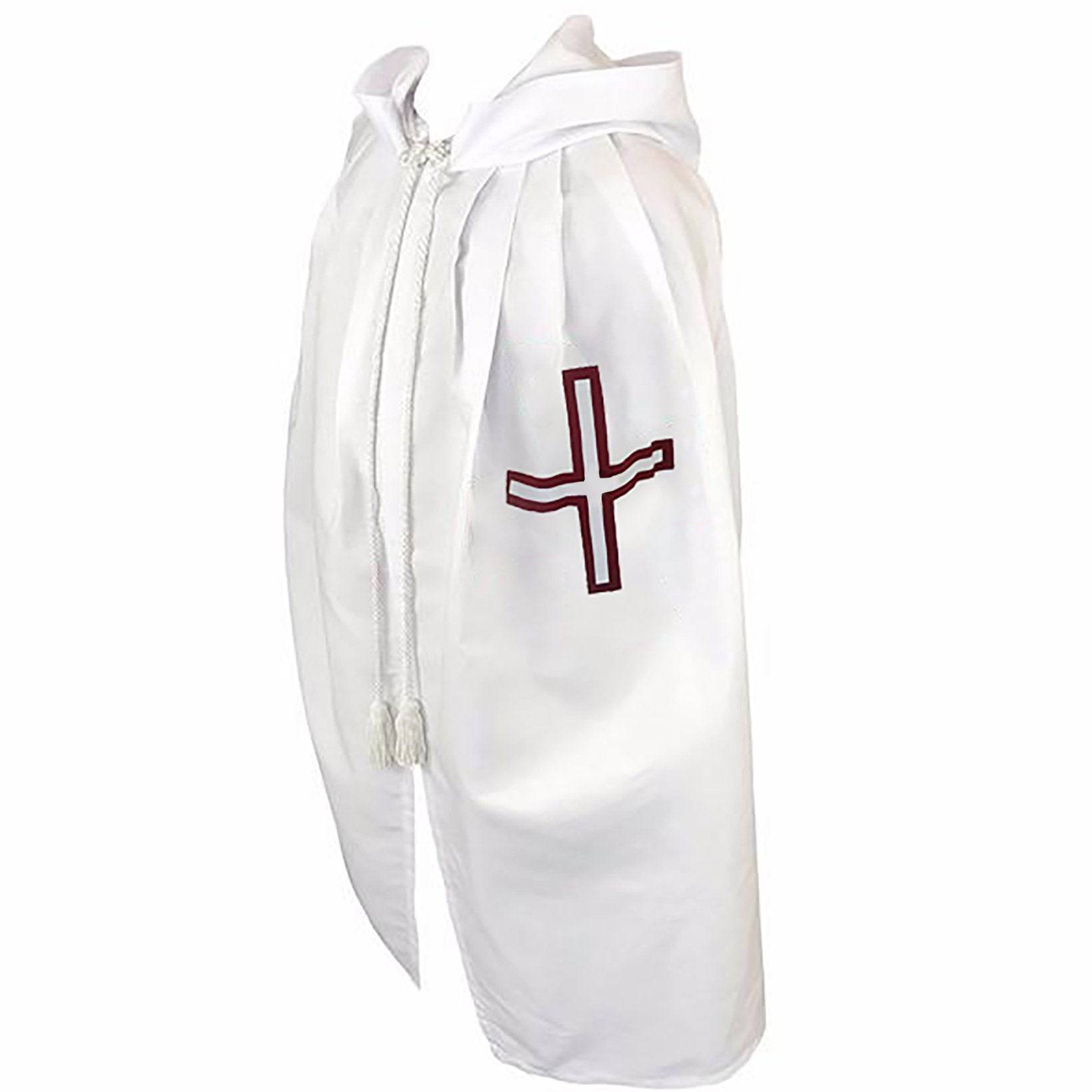 St. Thomas of Acon Mantle - Cotton & Wool Fabric with Maroon Cross - Bricks Masons