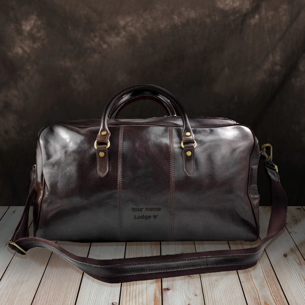 Grand Master Blue Lodge Travel Bag - Genuine Leather - Bricks Masons