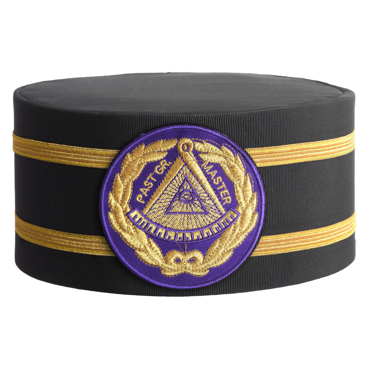 Past Grand Master Blue Lodge Crown Cap - Purple Patch With Double Braid - Bricks Masons