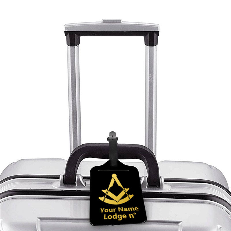 Past Master Blue Lodge Luggage Tag - Black Leather - Bricks Masons