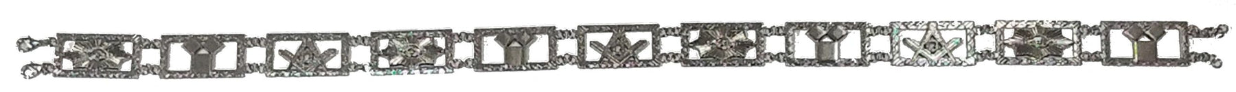 Master Mason Blue Lodge Hatband - Silver Jeweled - Bricks Masons