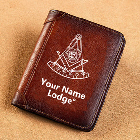 Past Master Blue Lodge California Regulation Wallet - Brown Leather - Bricks Masons