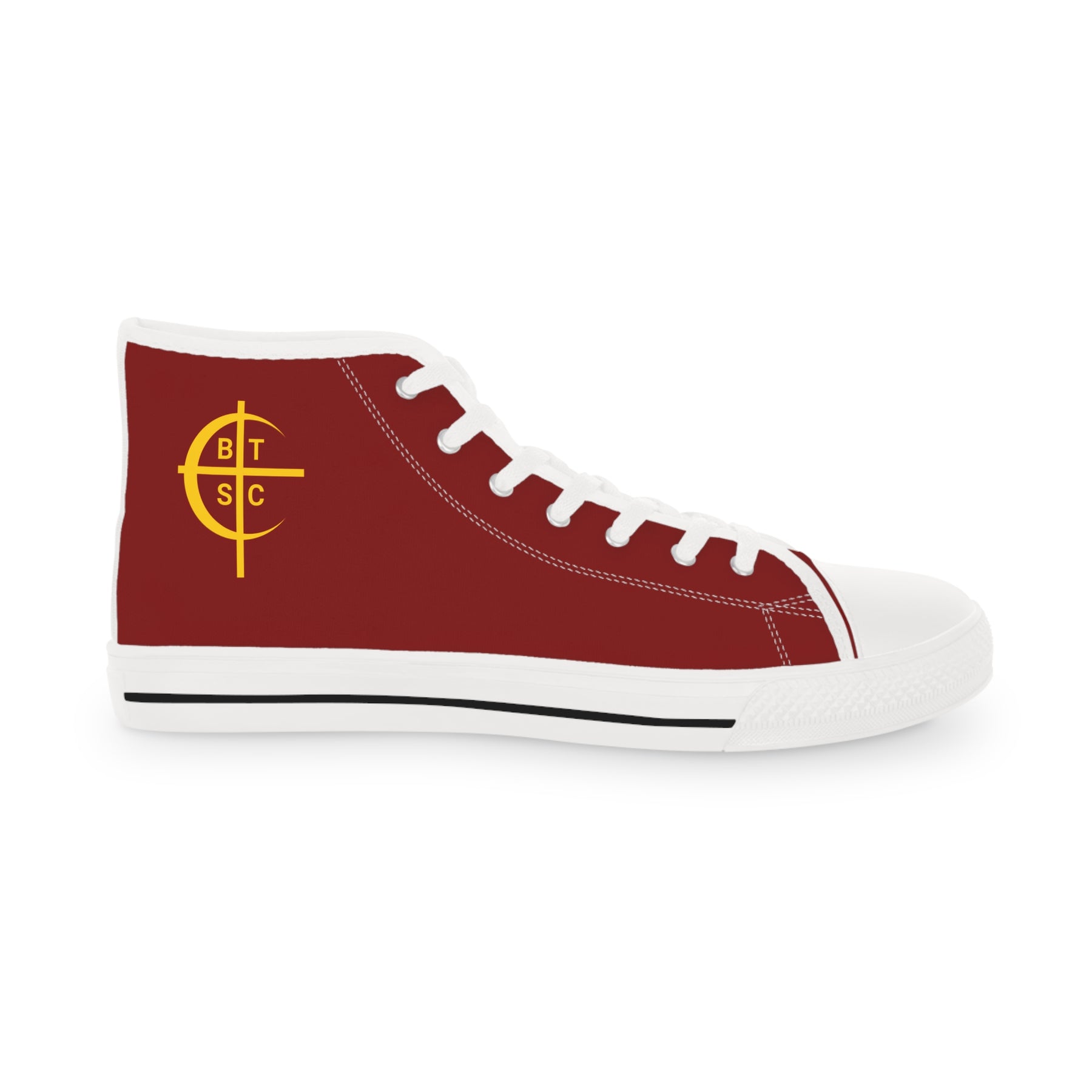 Council of Crusaders Sneaker - High Top Black & White Sole Maroon Canvas - Bricks Masons