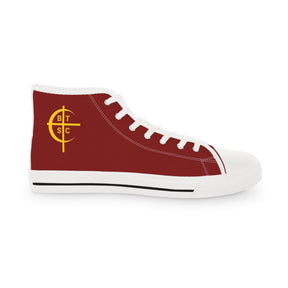 Council of Crusaders Sneaker - High Top Black & White Sole Maroon Canvas - Bricks Masons