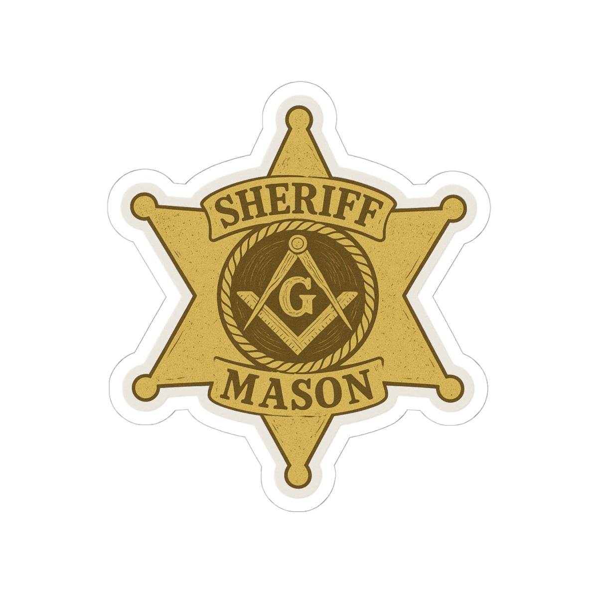 Master Mason Blue Lodge Sticker Decal - Kiss-Cut Sheriff Star - Bricks Masons