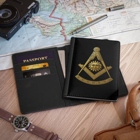 Past Master Blue Lodge Passport Cover - Gold Emblem With PU Leather - Bricks Masons