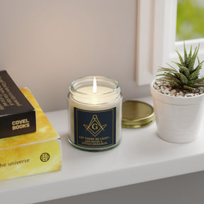 Master Mason Blue Lodge Candle - Let There Be Light Scented Coconut Apricot Wax - Bricks Masons