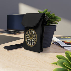 Master Mason Blue Lodge Cell Phone Wallet - Faith Hope Charity Microfiber Leather - Bricks Masons