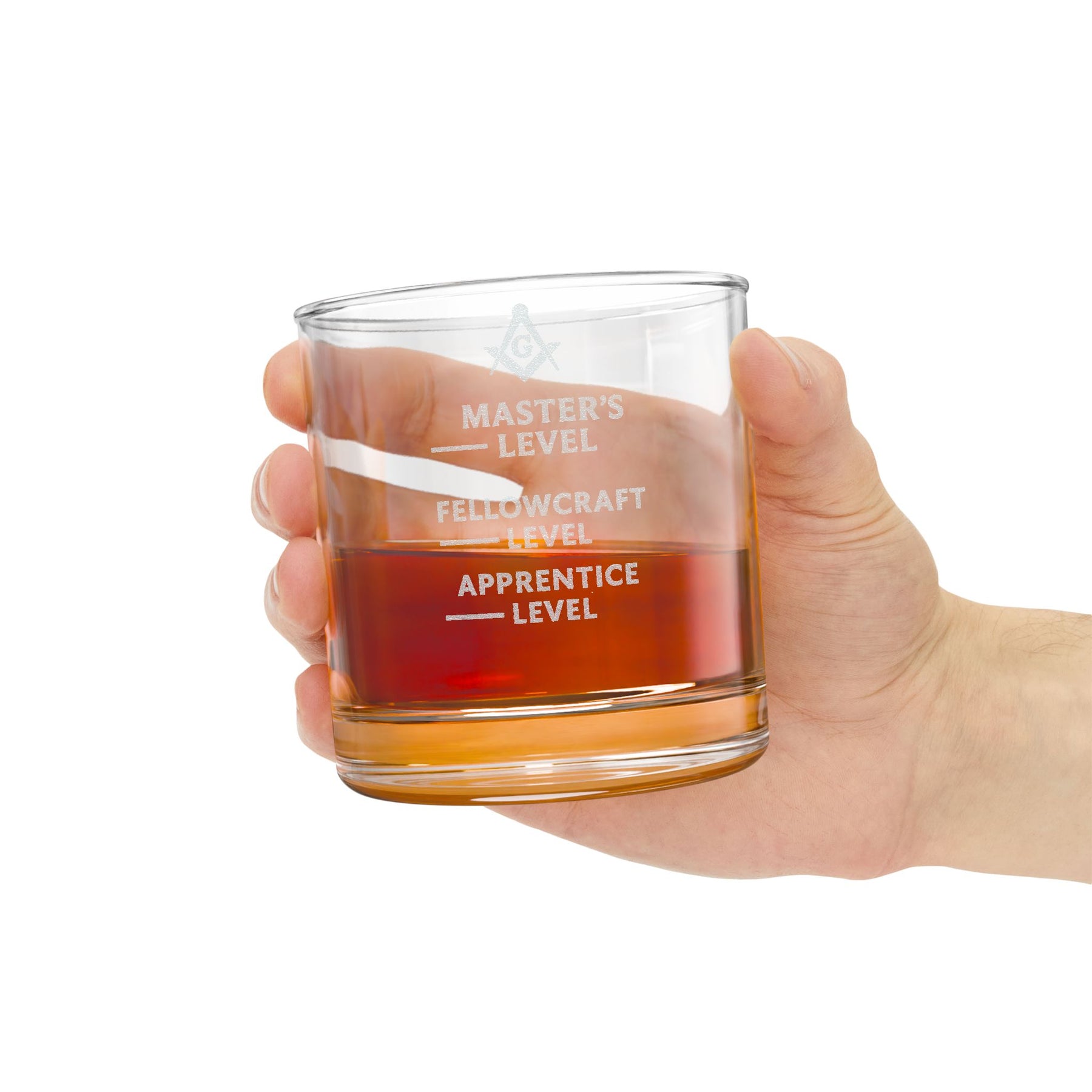 Master Mason Blue Lodge Whiskey Glass - Apprentice Fellowcraft & Master Level Glass - Bricks Masons
