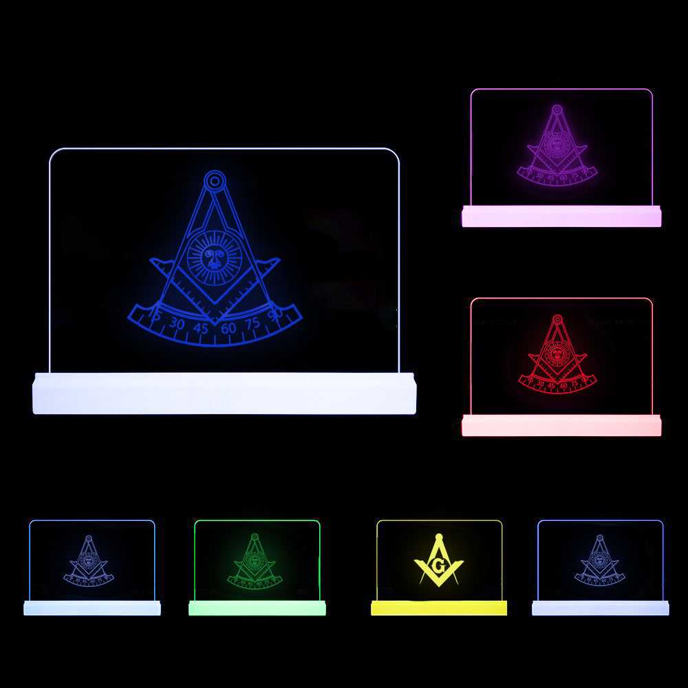 Past Master Blue Lodge California Regulation LED Sign - 3D Glowing light - Bricks Masons