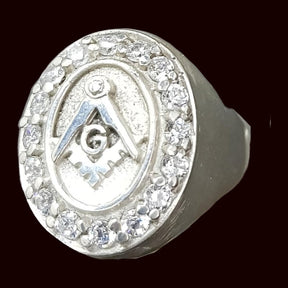 Masonic Master Ring in Silver with Stones 2.2 x 1.7 cm 11 Gr Art 1106 - Bricks Masons