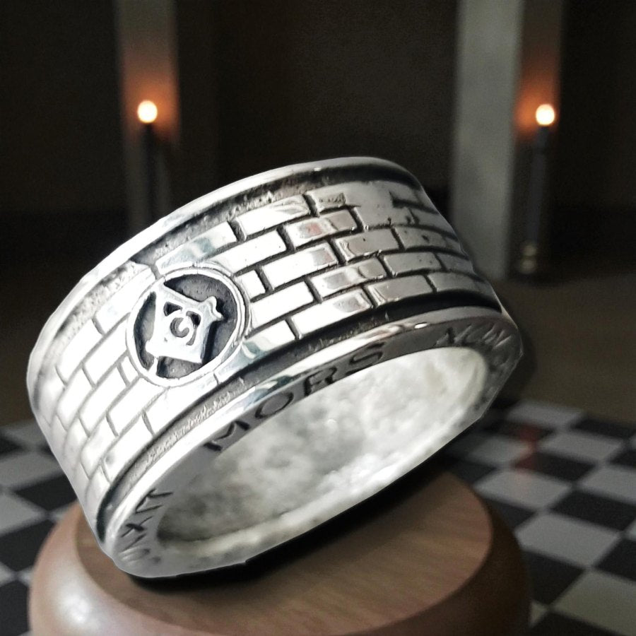 Mason Compas Acacia Ring 1.9 Cm Circunf In Silver Art 1112 - Bricks Masons