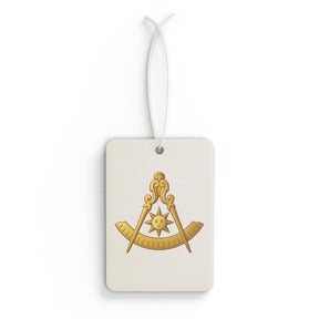 Past Master Blue Lodge Car Air Freshener - Compass & Quadrant with Sun Emblem - Bricks Masons