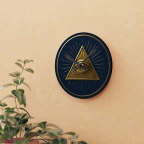 Eye of Providence Clock - Radiant Triangle with All Seeing Eye on Acrylic - Bricks Masons