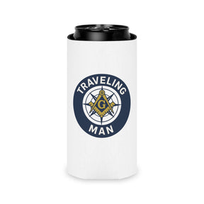 Master Mason Blue Lodge Can Cooler - S&C G Traveling Man - Bricks Masons