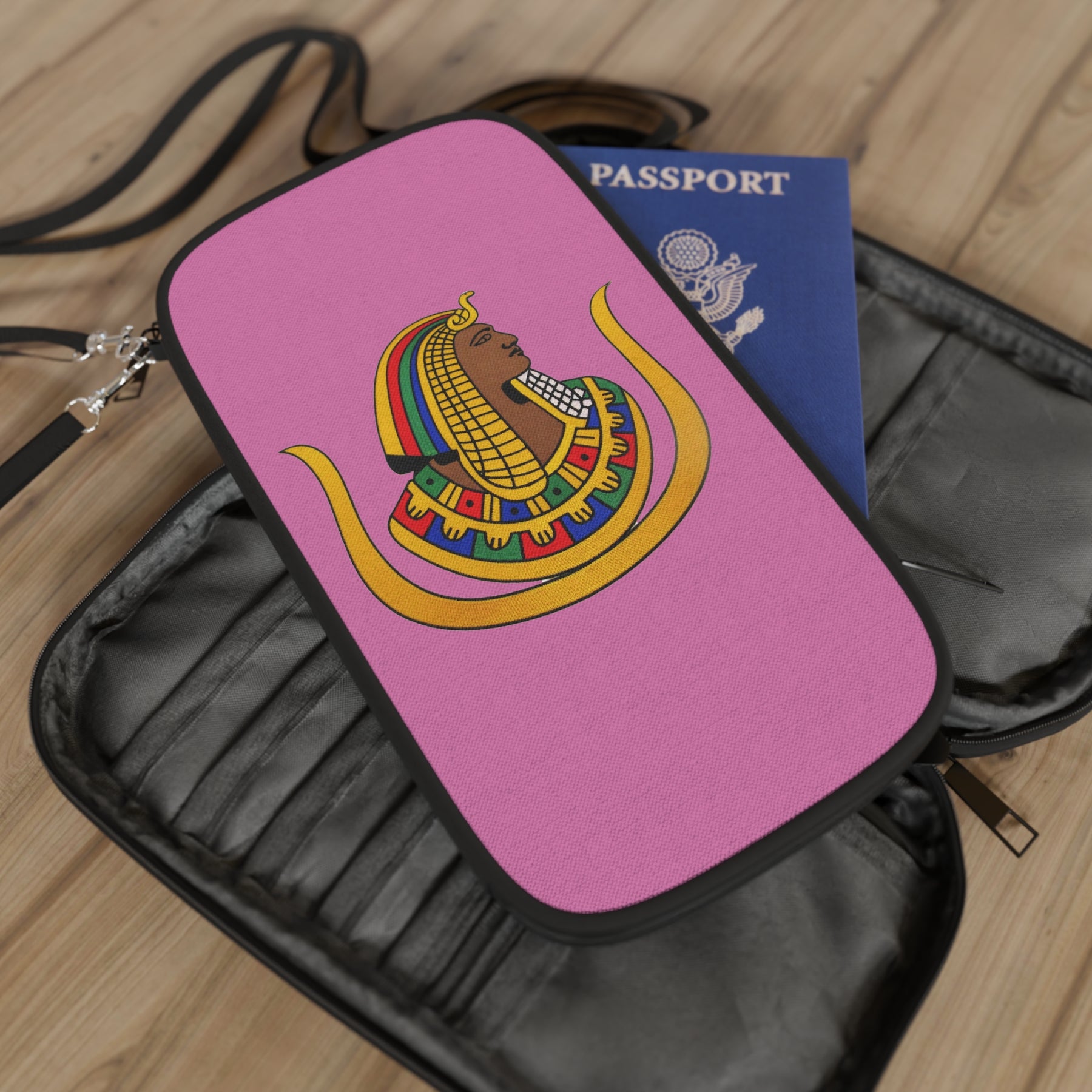 DOI Passport Wallet - Pink With Shoulder & Wrist Strap - Bricks Masons