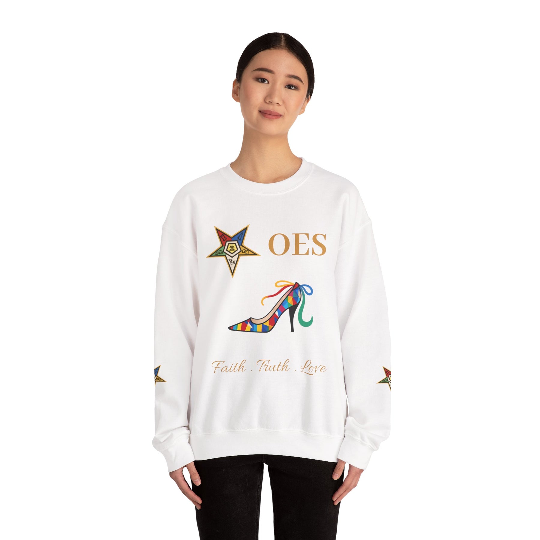 OES Sweatshirt - Faith Truth & Love with The Colorful Eastern Star - Bricks Masons