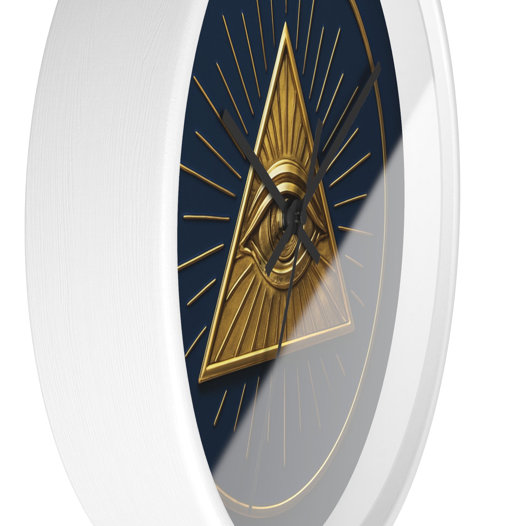 Eye of Providence Clock - Pyramid with All Seeing Eye Design on Wooden Frame - Bricks Masons