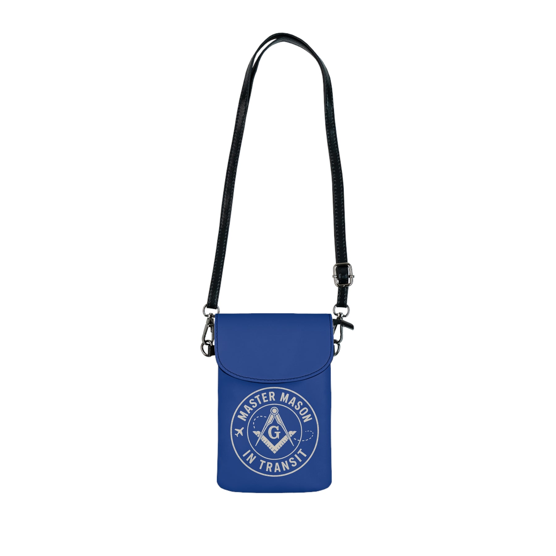 Master Mason Blue Lodge Cell Phone Wallet - Mason In Transit Blue Microfiber Leather - Bricks Masons