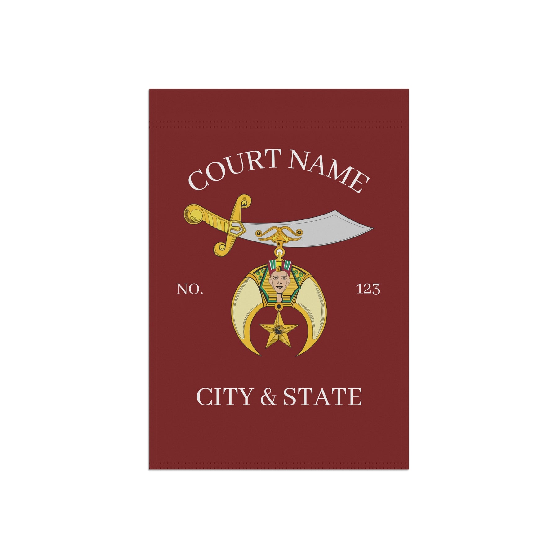 Shriners Yard Flag - Maroon Personalized Poly Poplin - Bricks Masons