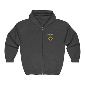 Master Mason Blue Lodge Hoodie - Zip Up Jacket S&C G with Customization - Bricks Masons