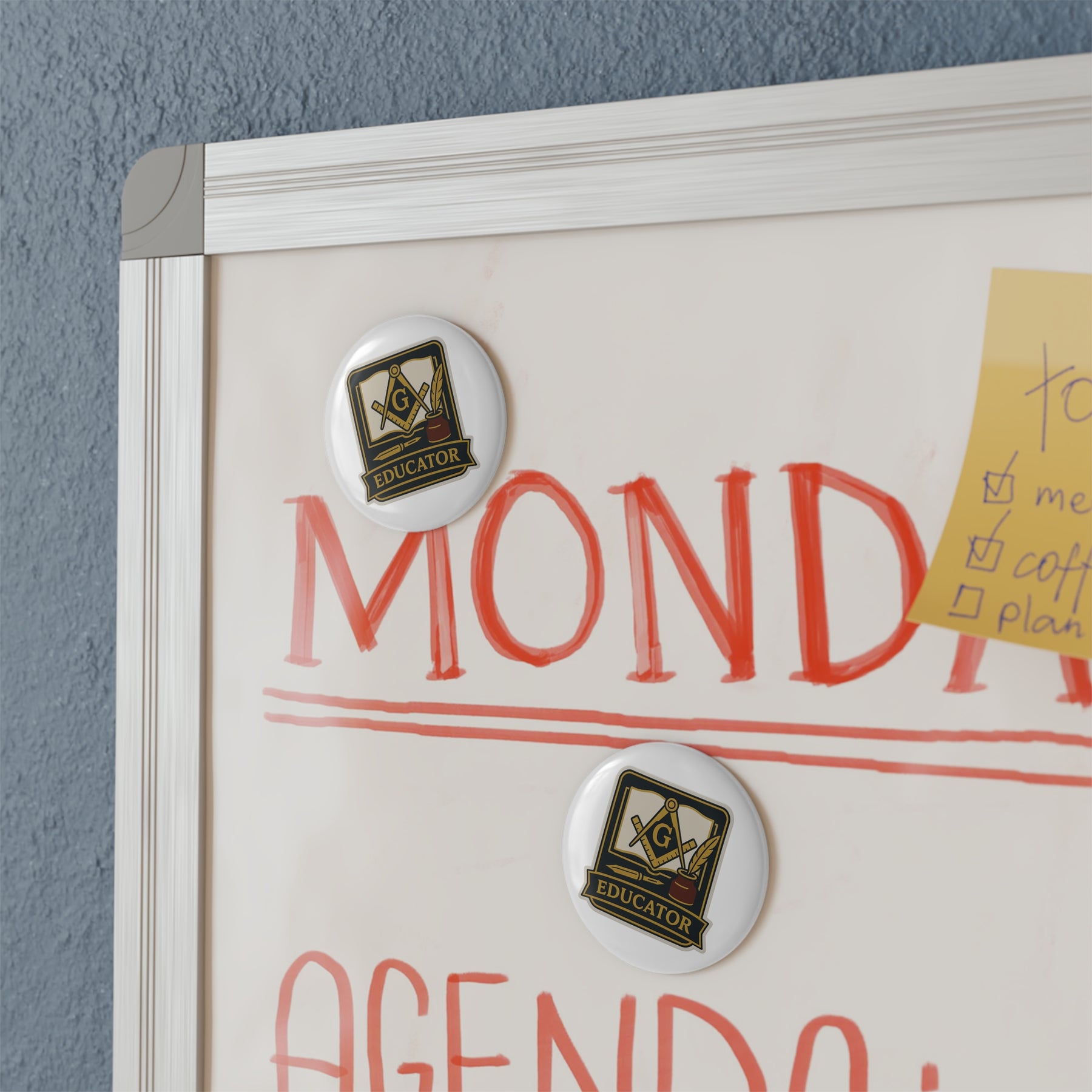 Master Mason Blue Lodge Magnet - Metal Shell With Magnetic Backing. - Bricks Masons