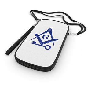 International Masons Passport Wallet - Blue & White With Shoulder & Wrist Strap - Bricks Masons