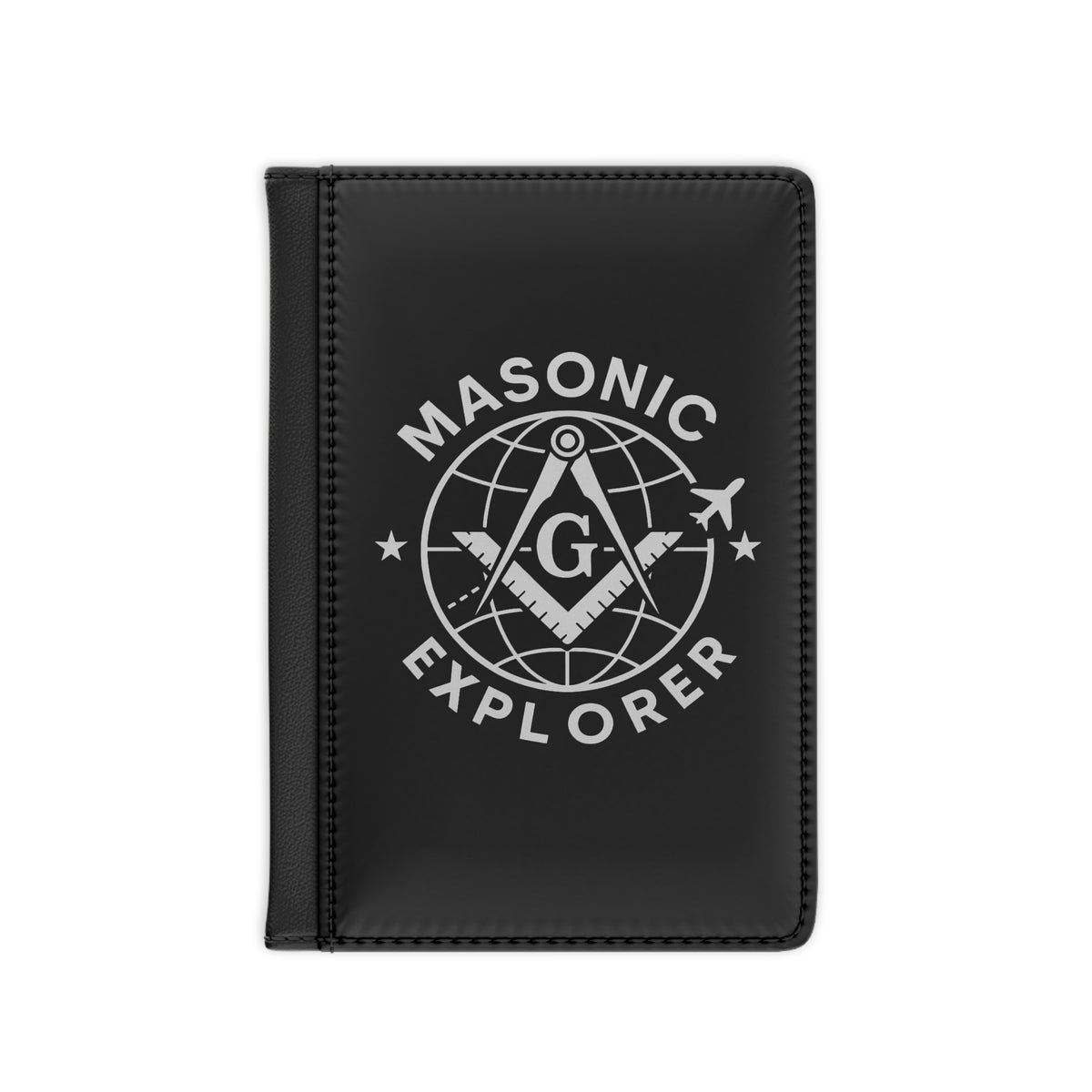 Master Mason Blue Lodge Passport Cover - Black PU Leather With Inner Compartments - Bricks Masons